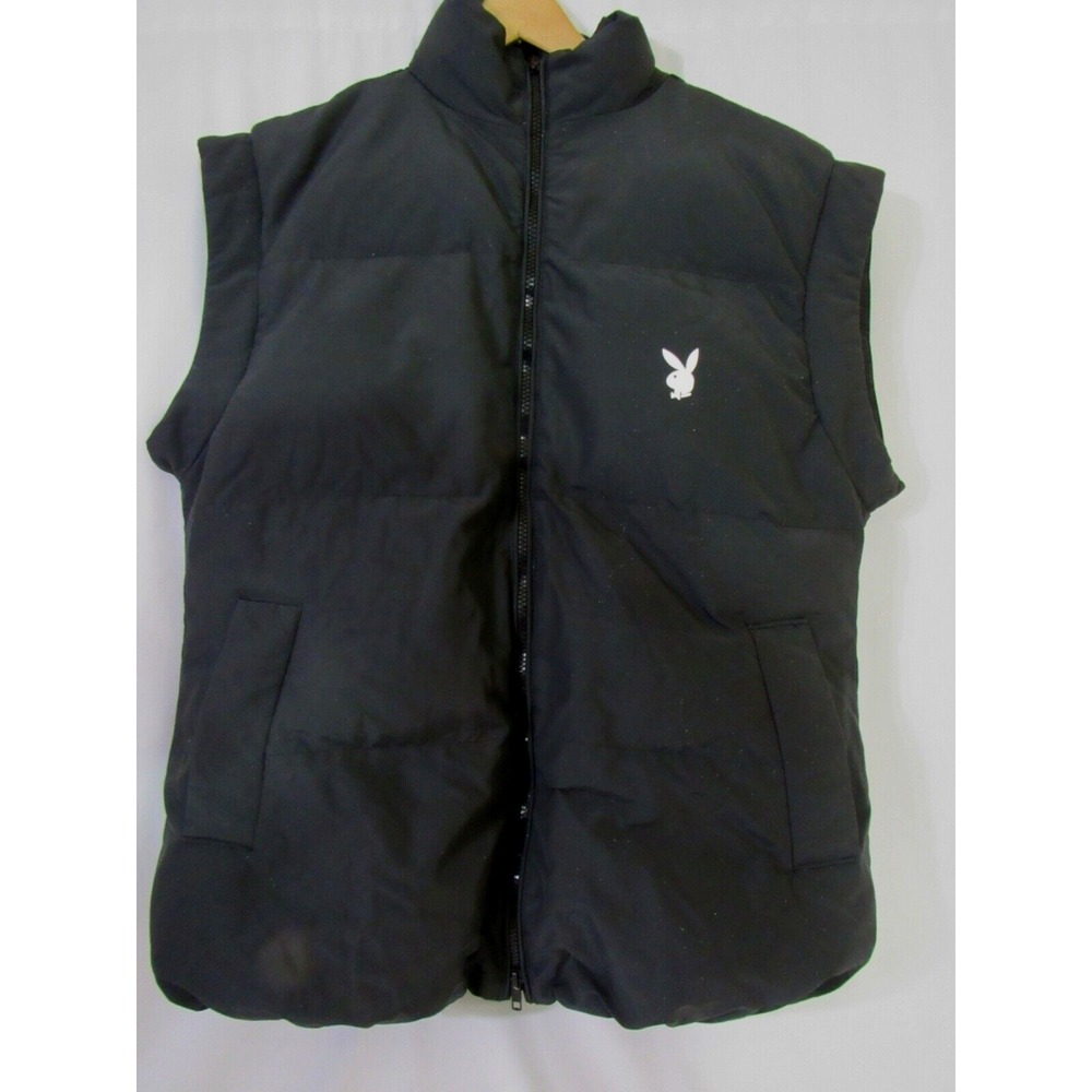Pacsun Women's Black Playboy Insulated Puffer Sleeveless Polyester Vest Sz XS/S